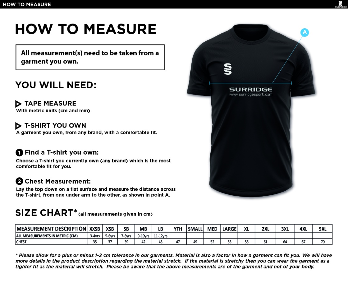 YORXETER FC DUAL SHIRT - Size Guide